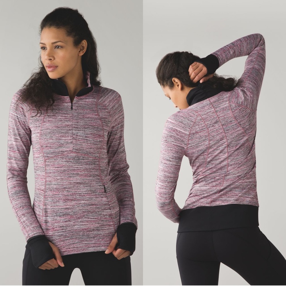 Lululemon Runderful 1/2 Zip Space Dye Camo Berry Rumble Multi Workout Jacket